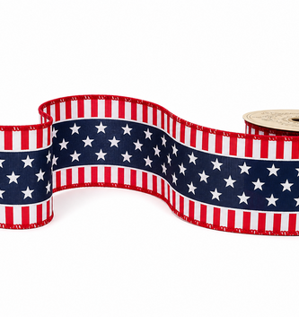 2.5" x 10 Yds American Patriotic Stars Ribbon
