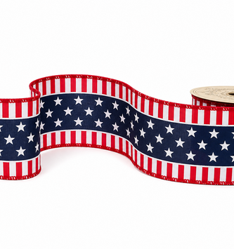 2.5" x 10 Yds American Patriotic Stars Ribbon
