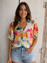 Watercolor Cloudburst V-neck Blouse By: Lior Paris
