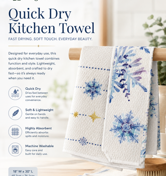 Holiday Two-Sided Quick Dry Kitchen Towel (5-Styles)