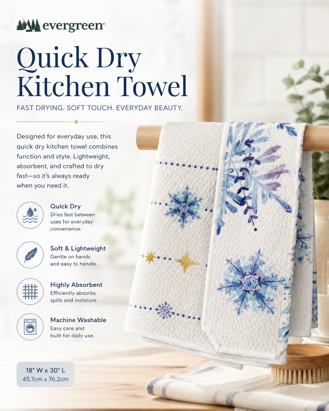 Holiday Two-Sided Quick Dry Kitchen Towel (7-Styles)