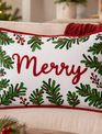 Botanical Merry Christmas Pillow