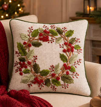 Square Sequin Wreath Pillow