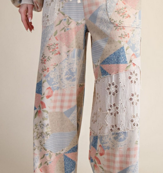 Easel Patchwork Print Vintage Pants By: Easel