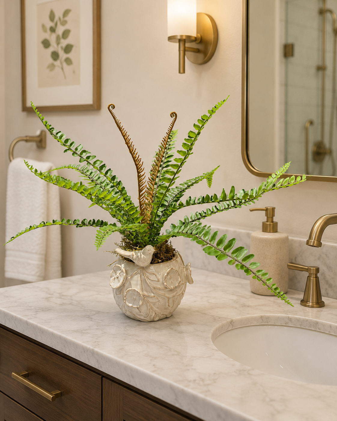 Custom Sword Fern in Songbird Vase