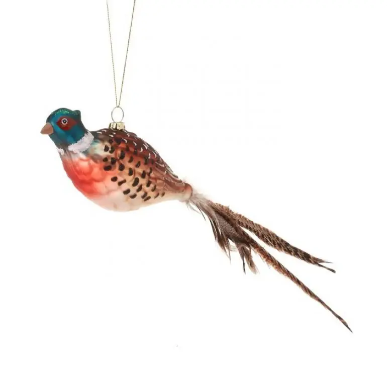 Glass Pheasant with Feathertail Ornament