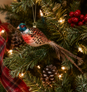 Glass Pheasant with Feathertail Ornament