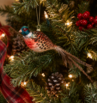 Glass Pheasant with Feathertail Ornament