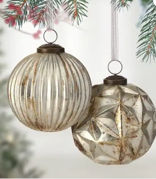 Textured Vintage Glass Ball Ornament