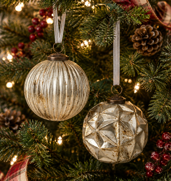 Textured Vintage Glass Ball Ornament (2-Styles)