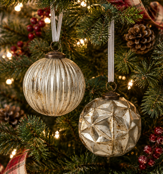 Textured Vintage Glass Ball Ornament (2-Styles)