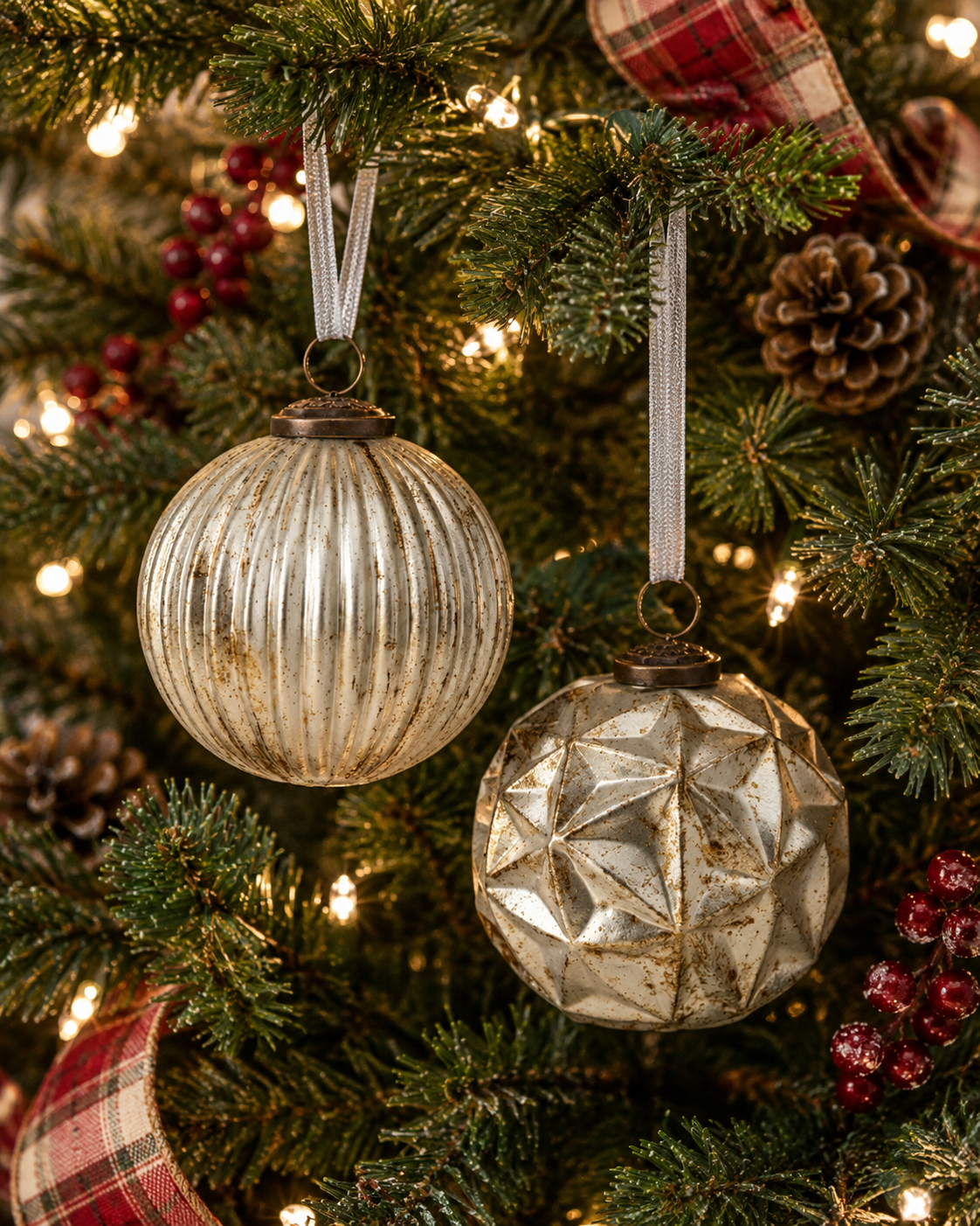 Textured Vintage Glass Ball Ornament