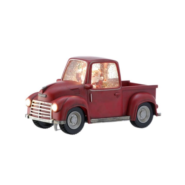 LED Red Truck Santa Snowglobe