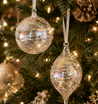 Etched Glass Iridescent Ornament (2-Styles)