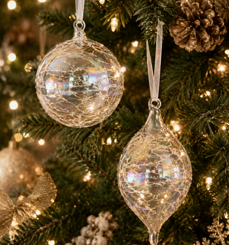Etched Glass Iridescent Ornament (2-Styles)