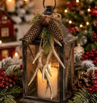 Antler Pinecone Bell Ornament