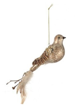 Glass Feathered Quail Ornament