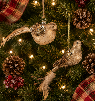 Glass Feathered Quail Ornament (2-Styles)
