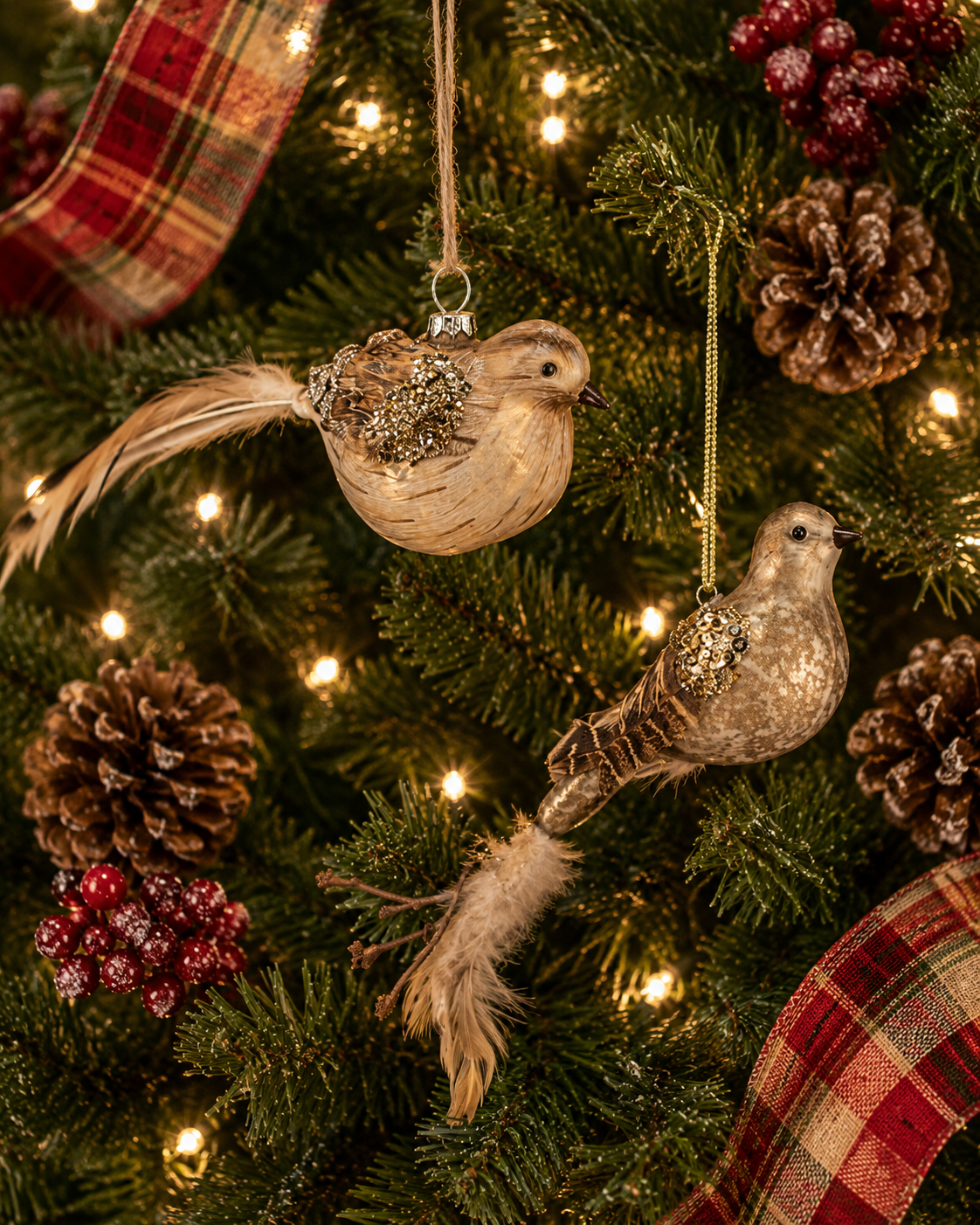 Glass Feathered Quail Ornament