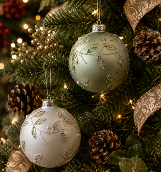 Mini Leaf Pearl Glass Ornament (2-Colors)