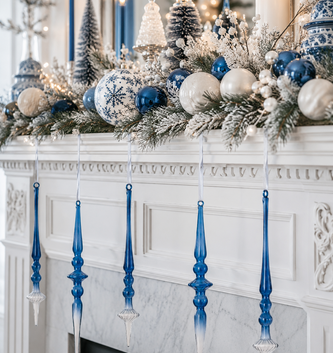 Ombre Blue Glass Finial Ornament (2-Styles)
