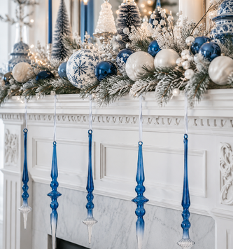 Ombre Blue Glass Finial Ornament (2-Styles)