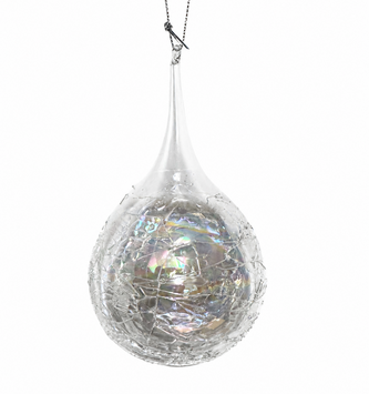 Glass Iridescent Drop Ornament