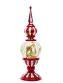 Red Finial Santa Snowglobe