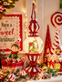 Red Finial Santa Snowglobe