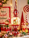 Red Finial Santa Snowglobe