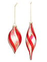 Glass Red Ribbon Swirl Ornament (2-Styles)