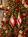 Glass Red Ribbon Swirl Ornament (2-Styles)