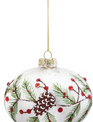 Glass Snowy Pine & Beaded Berry Ornament (3-Styles)
