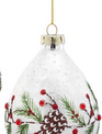 Glass Snowy Pine & Beaded Berry Ornament (3-Styles)