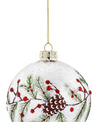 Glass Snowy Pine & Beaded Berry Ornament (3-Styles)