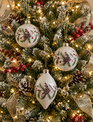 Glass Snowy Pine & Beaded Berry Ornament (3-Styles)