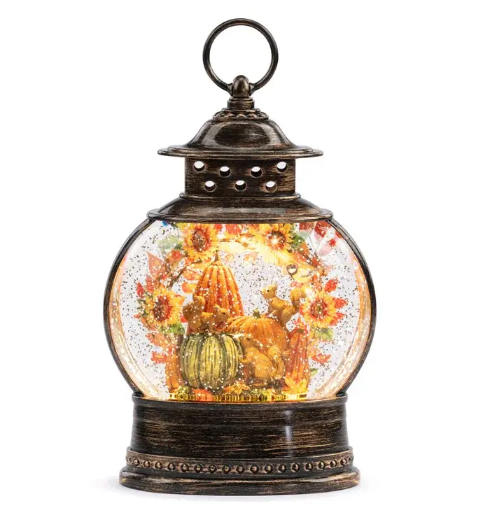 LED Fall Pumpkins w/ Critters Snowglobe