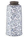 White Crackle Vase With Blue Vines (2-Sizes)