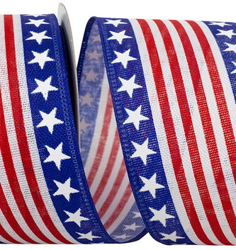 2.5" x 10 Yds Linen Patriotic Ribbon