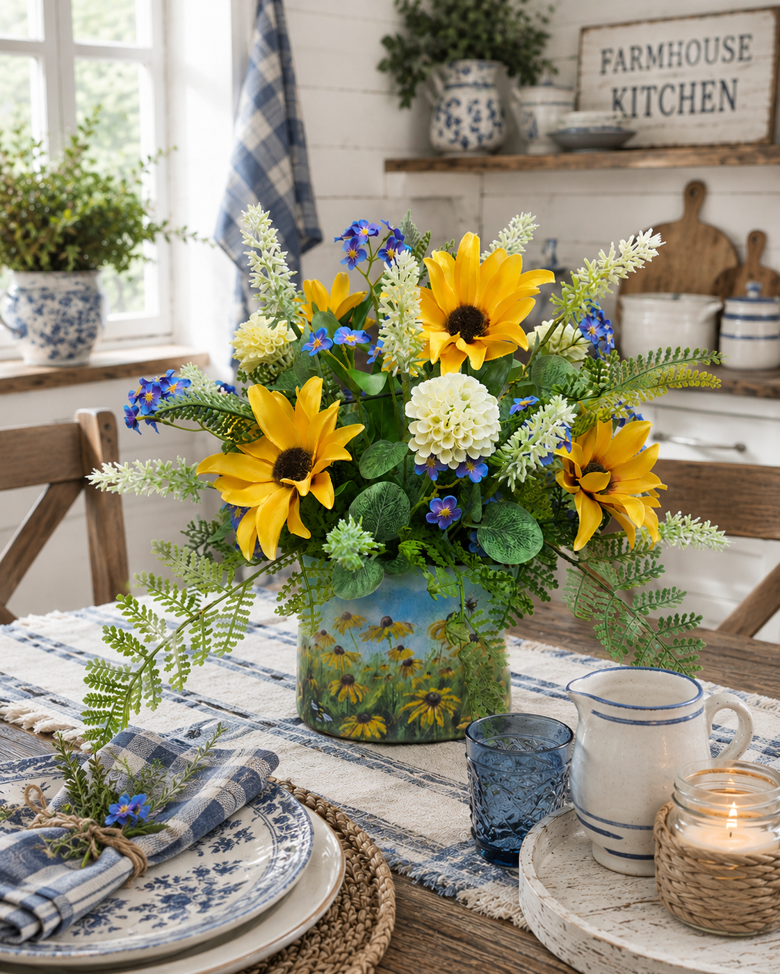 Custom Black Eyed Susan in Garden Bucket Arrangement