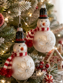 Glass Snowflake Snowman Ornament
