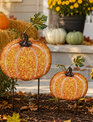 Metal Pumpkin Yard Stake