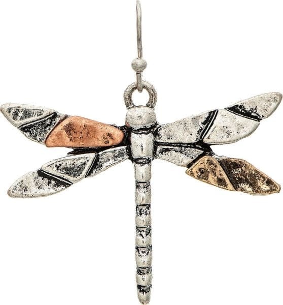 Copper & Silver Dragonfly Earrings