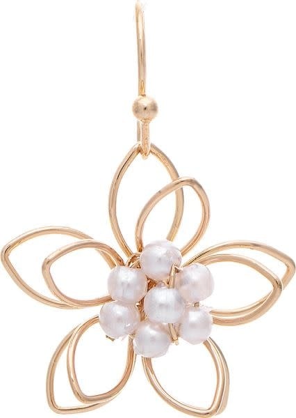 Wire Flower w/ Pearl Earrings