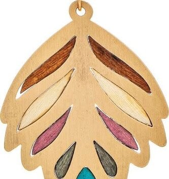 Multi Wood Inlay Leaf Earrings