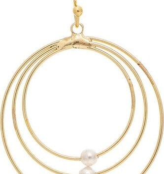 Triple Golden Ring w/ Pearl Earrings