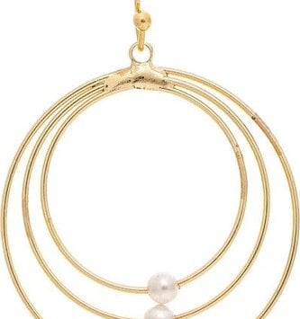Triple Golden Ring w/ Pearl Earrings
