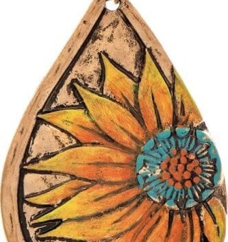 Painted Sunflower Teardrop Earrings
