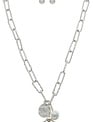 Link Chain Medallion Necklace Earrings Set