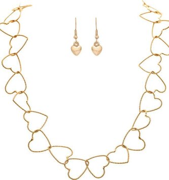 Heart Link Chain Necklace & Earring Set